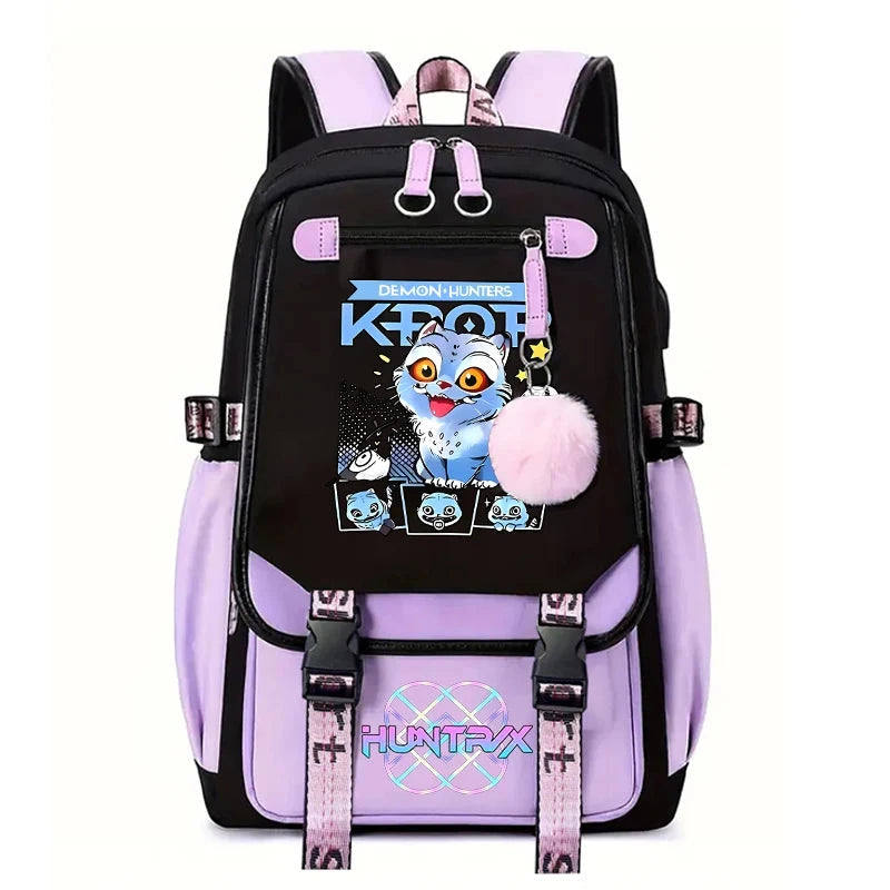 Demone Hunter Backpack for Kid Girl Back School Gift School Bag Y2K Cute Anime Print Woman Travel Casual Large Capacity Rucksack 99 in 1