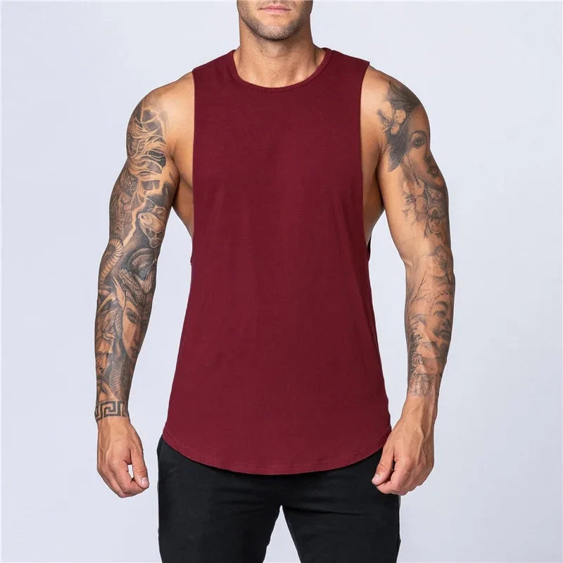 Men's Gym Clothing Summer Fitness Cotton Tank Top Men Jogging Bodybuilding Sleeveless Shirt Breathable O-Neck Casual Muscle Vest 99 in 1
