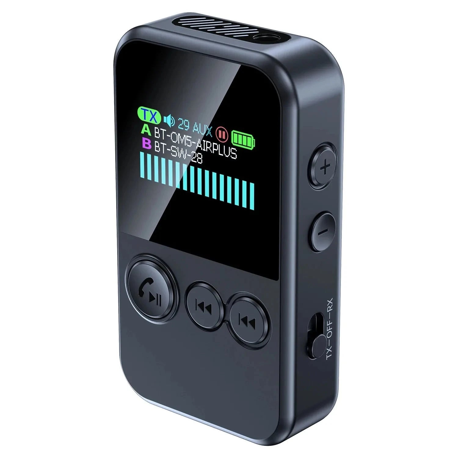 Lavalier Bluetooth 5.4 Audio Receiver Transmitter 3.5mm AUX TF Card Play Wireless Adapter with LCD Display For PC TV Speaker 99 in 1