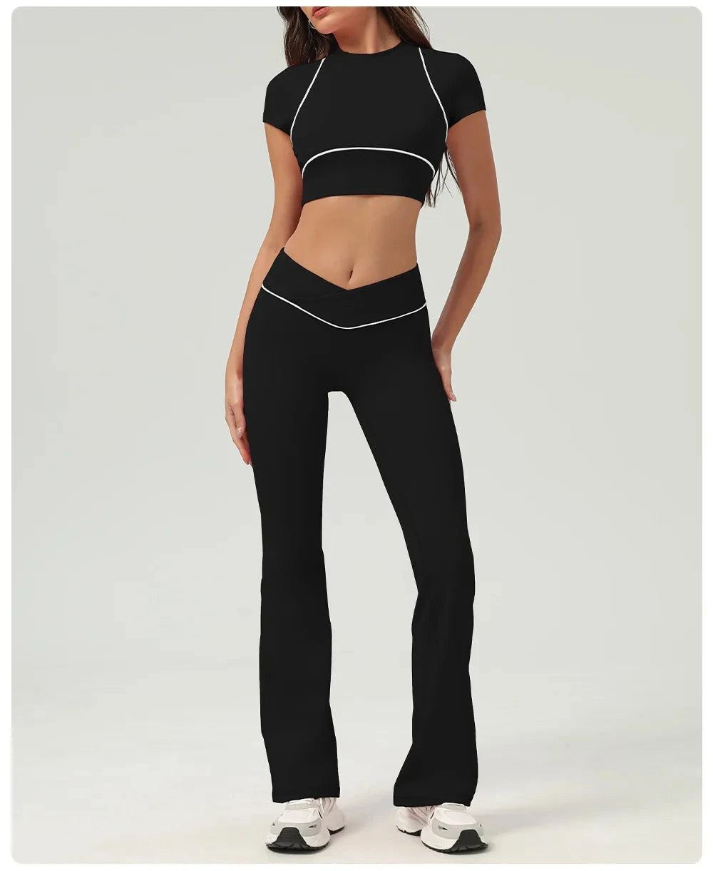 Yoga Top Sport T Shirts Women Fitness Clothes Workout Short-sleeved Crop Top Gym Running Active Wear Push Up Sport Top 99 in 1