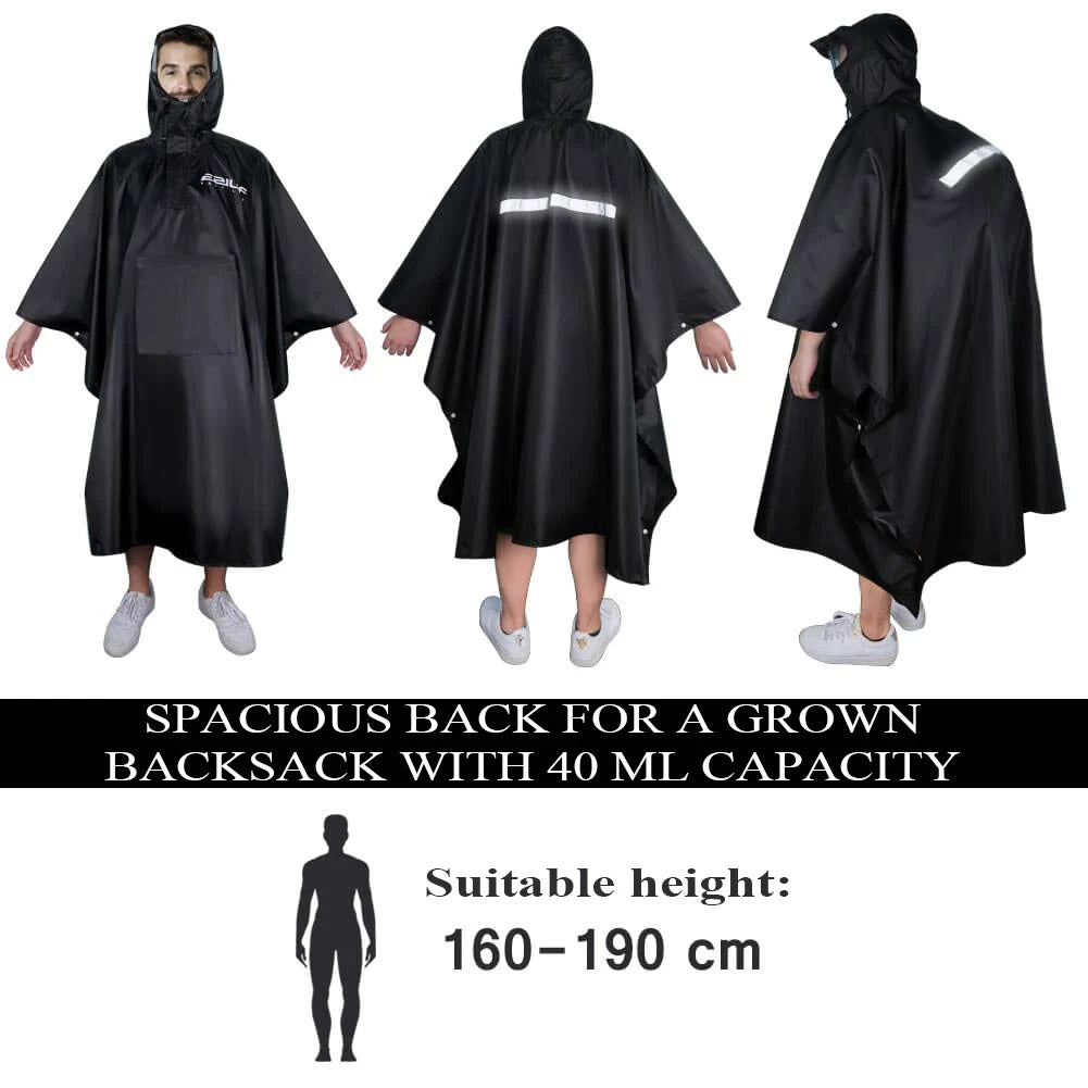 3 In 1 Outdoor Military Raincoat Hooded Sleeve Waterproof Rain Poncho Motorcycle Rain Cover Camping Hiking Travel Rainwear Tent