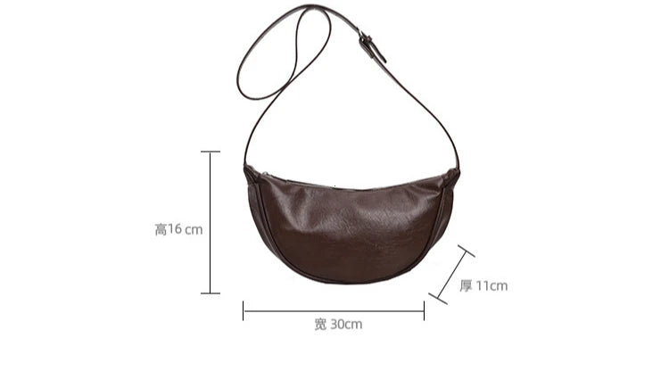 Women Small Crossbody Bag Leather PU Crescent Bag Casual Shoulder Dumpling Сумка Versatile Half Moon Bag Girl Stylish Purse 2024