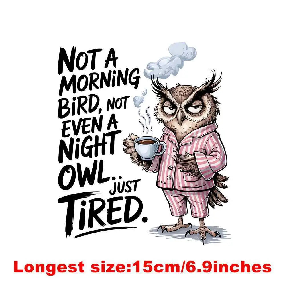 15cm Kid Owl Goldfish Letter Animal Clothes Print Iron On DTF Heat Transfer Sticker Diy T-shirt Iron On Transfer Patches Decal