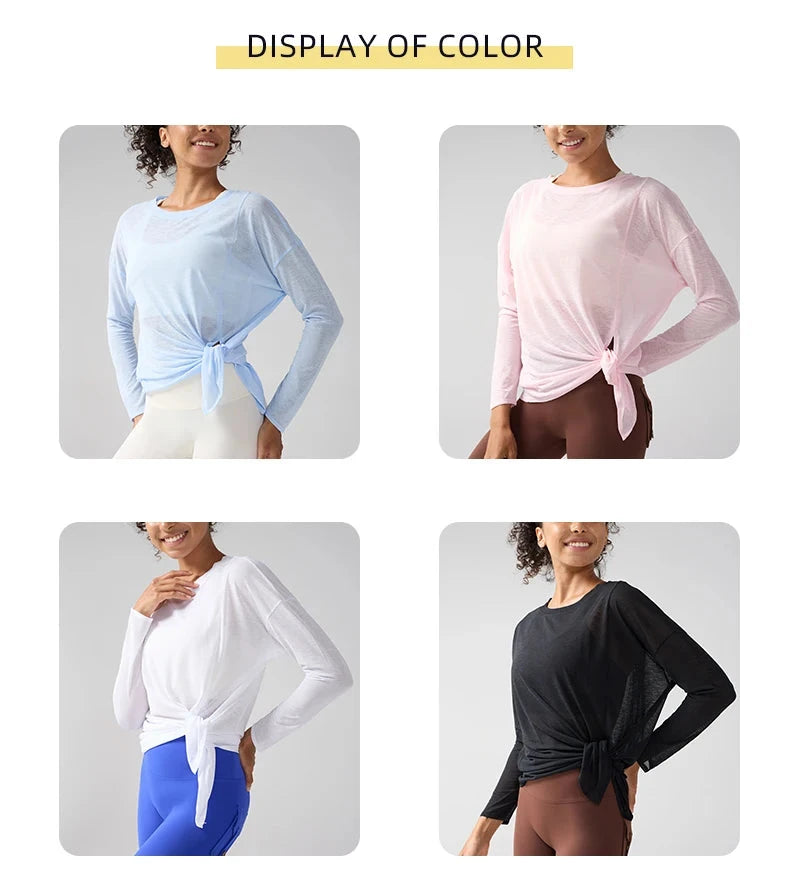 Gym Sports Tops Workout T-shirts Women Yoga Clothing Running Loose Slim Quick Dry Training Long Sleeve Blouse Fitness Tops👚 99 in 1