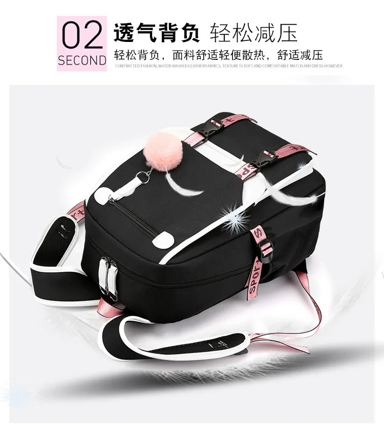 Demone Hunter Backpack for Kid Girl Back School Gift School Bag Y2K Cute Anime Print Woman Travel Casual Large Capacity Rucksack