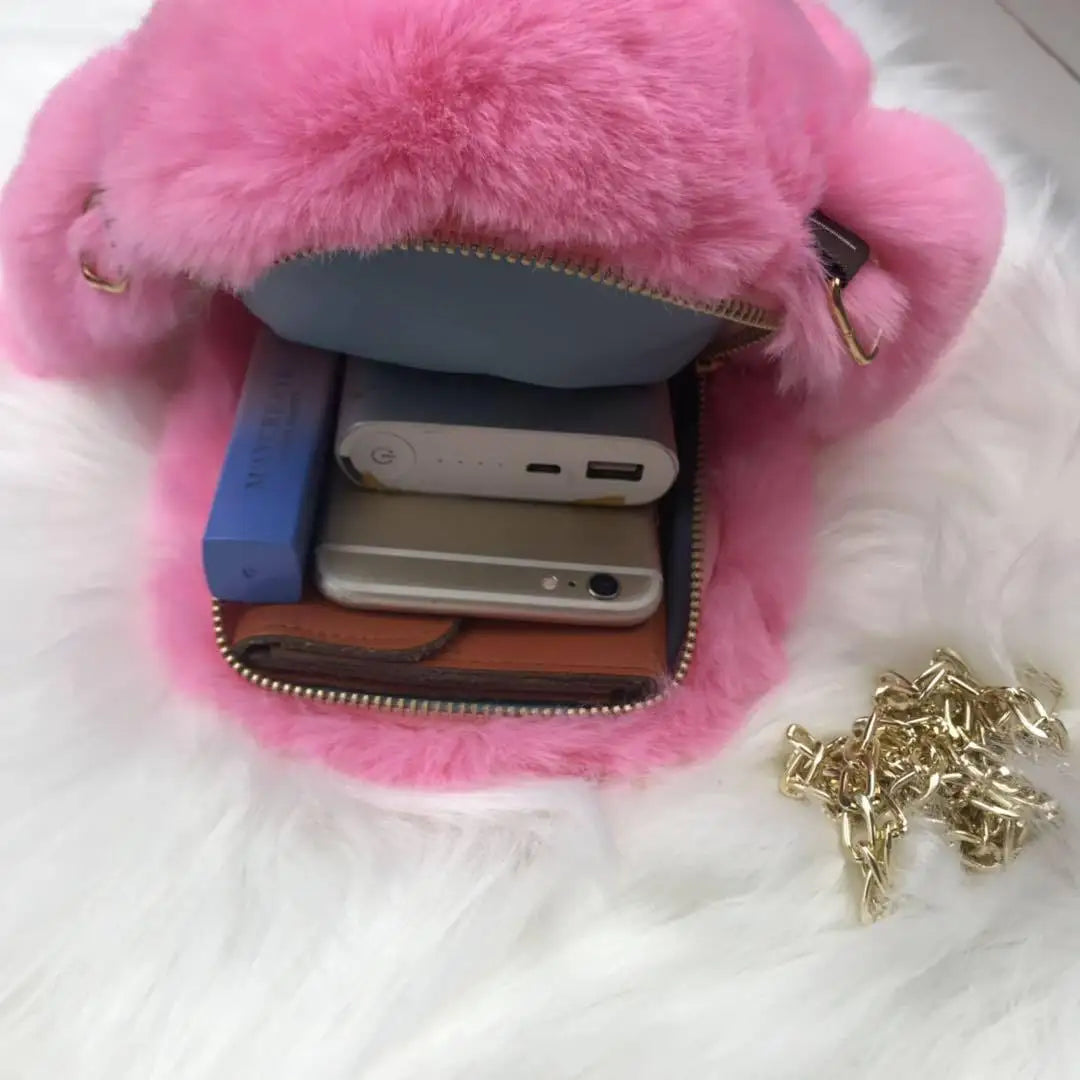Rabbit Bag Crossbody Bag Imitation Otter Rabbit Fur Rabbit Bag Plush Bag Bag Women's Bag Bag 2023 New Fashion Chain Bag