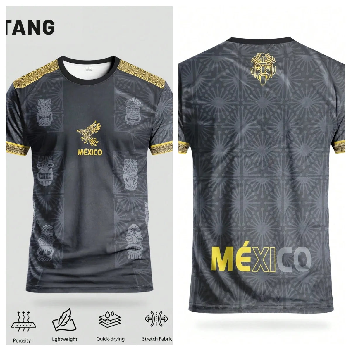 Men'S Mexican Soccer Jersey - Black with Eagle & Skull Design Comfortable for Training & Casual Wear Soccer Jerse