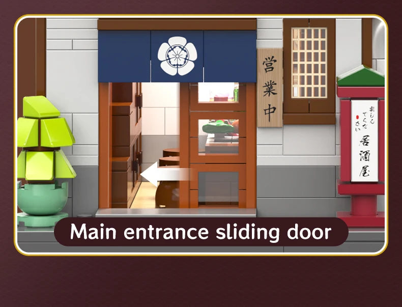 Cada MOC Japanese City Street View Yakitori Style Izakaya Building Blocks Yakitoriya House Children Toy for Gifts