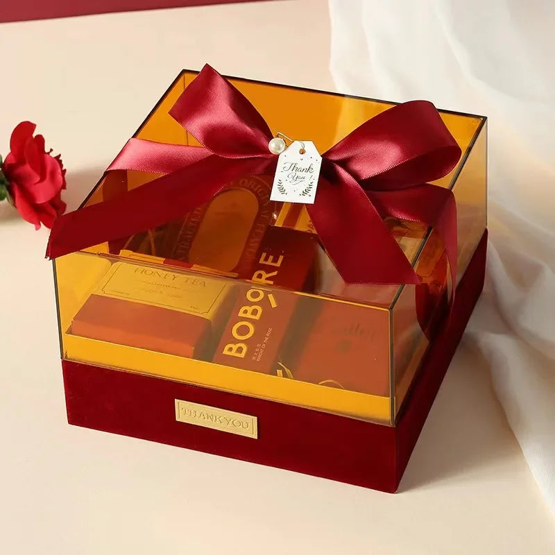 Luxury Transparent Acrylic Gift Box Wedding Birthday Flower Present  Valentine'S Day Christmas Candy Boxes Birthday Party Bag