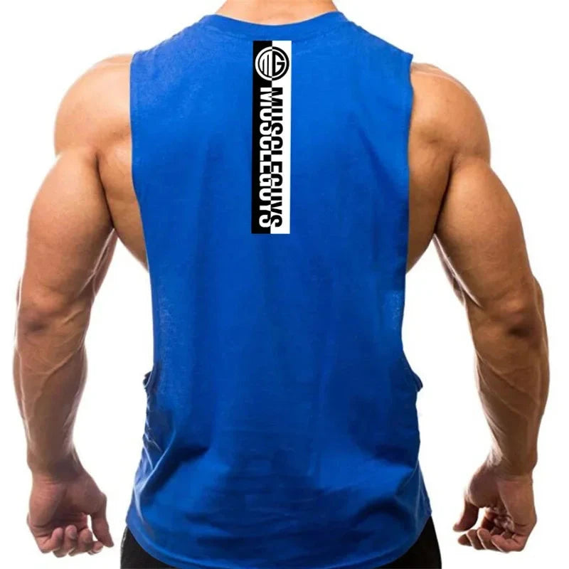 Gym Fitness Workout Running Tank Tops Summer Casual Cotton Breathable Sleeveless Vests Mens Bodybuilding Muscle Sport T-shirts 99 in 1