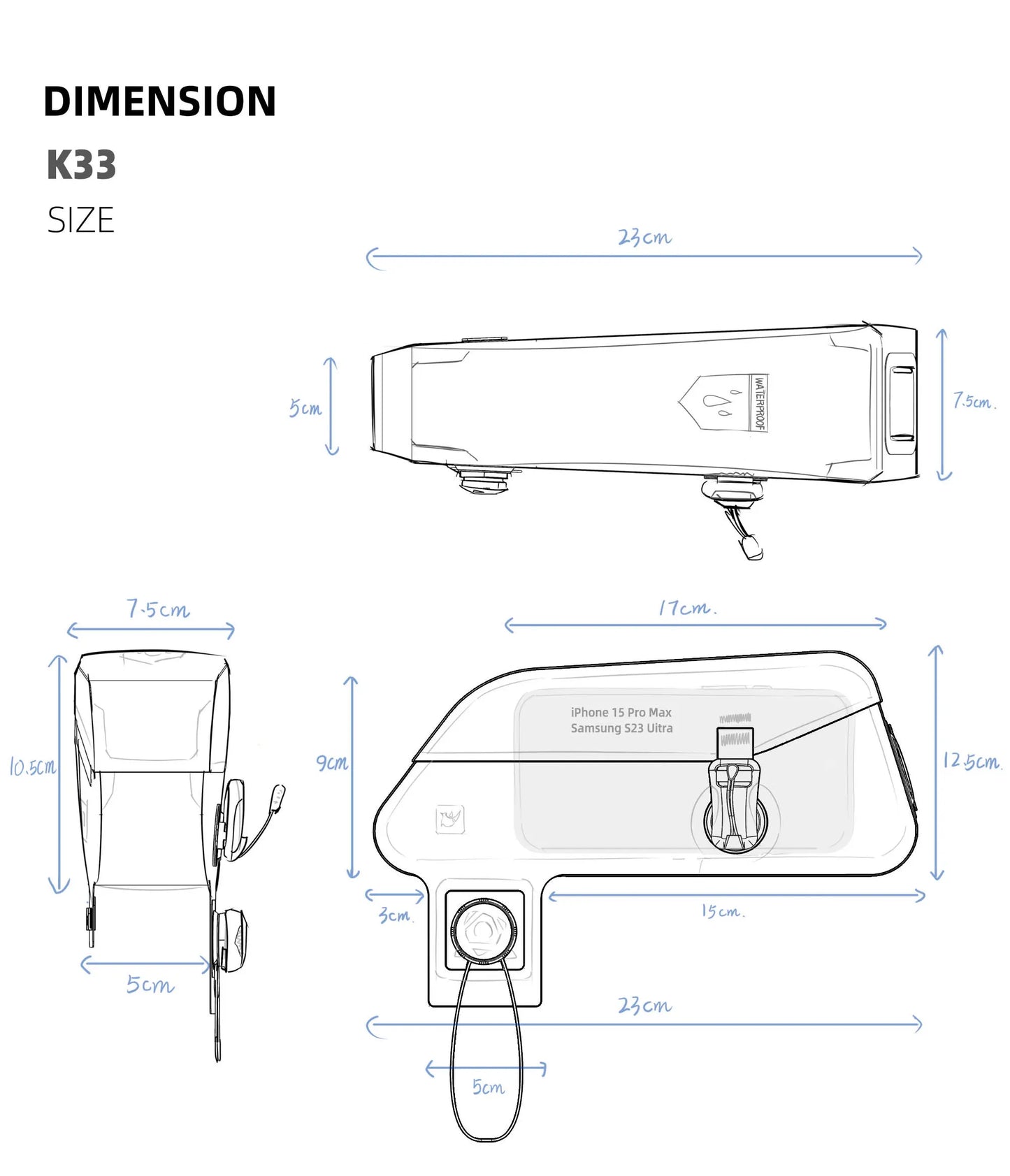 Rhinowalk-Waterproof Top Tube Bag, Bicycle Front Frame Bag, Seamless Welding Process, Suitable for Mountain Bike, Road Bike