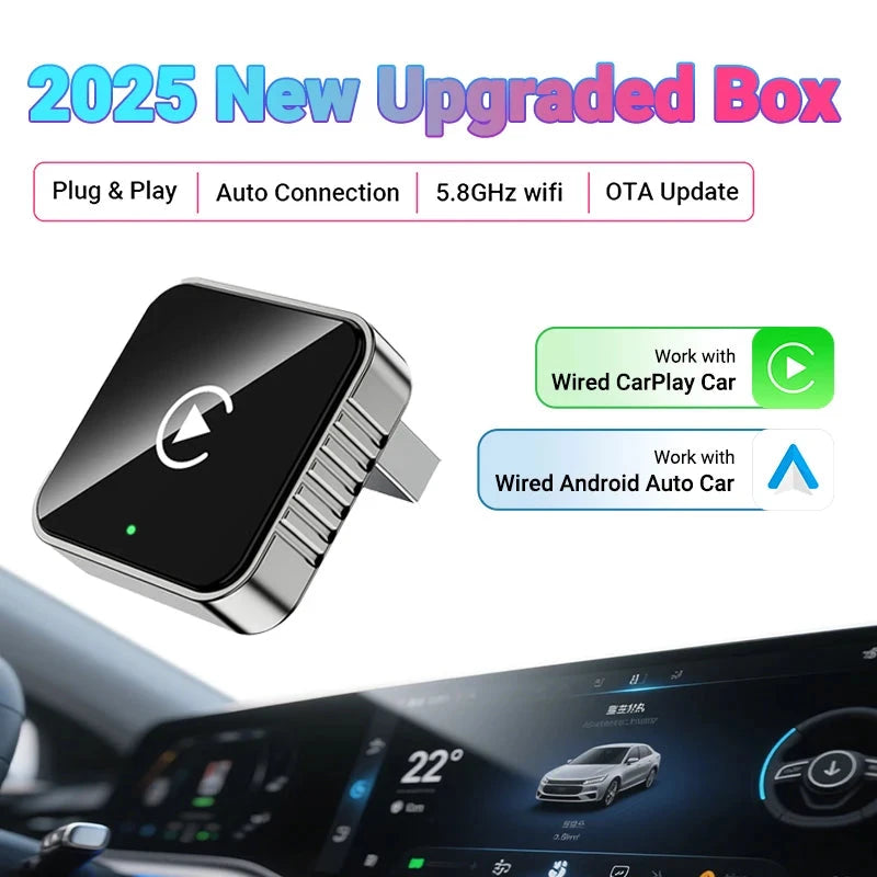 New Super Mini Carplay AI Box Wired to Wireless CarPlay/Android Auto 2in1 Box 5GHz WiFi5 for 99% Original Wired CarPlay/Auto Car 99 in 1