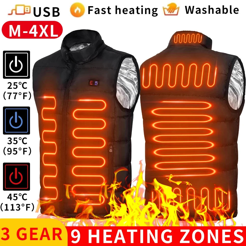 9 Heated Vest Zones Electric Heated Jackets Men Women Sportswear Heated Coat Graphene Heat Coat USB Heating Jacket For Camping 99 in 1