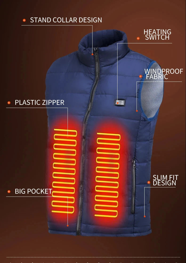 9 Heated Vest Zones Electric Heated Jackets Men Women Sportswear Heated Coat Graphene Heat Coat USB Heating Jacket For Camping 99 in 1