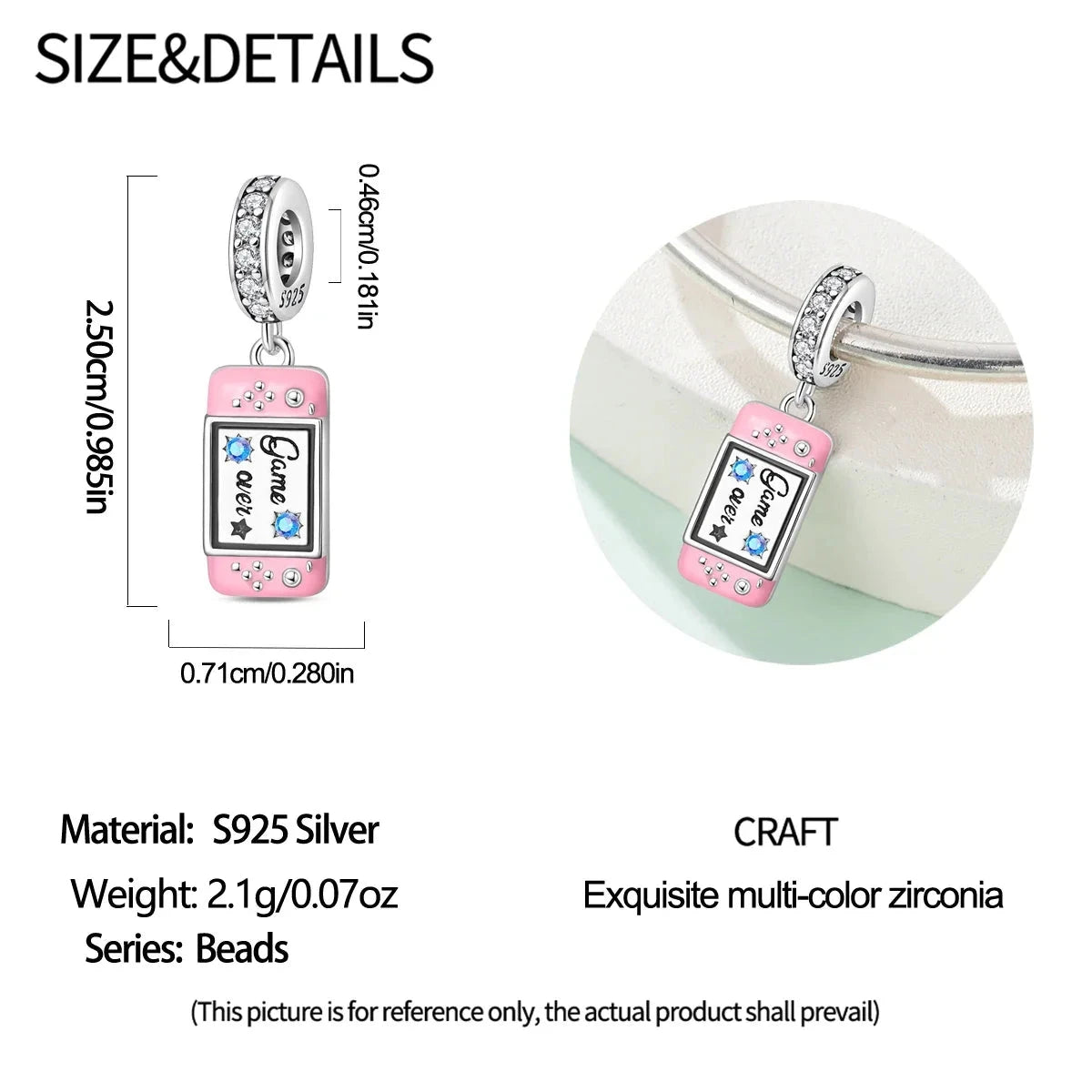 Back To School 925 Sterling Silver Charms Bag Earphone Magic Cube Watch Games Console Bead Pendant Fit Bracelet Necklace Jewelry 99 in 1