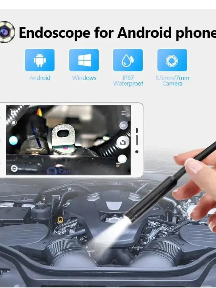 USB Endoscope for OTG Android Phone 5.5mm Borescope Inspection Snake Camera IP67 Waterproof with 6 LED Lights For Type C 99 in 1