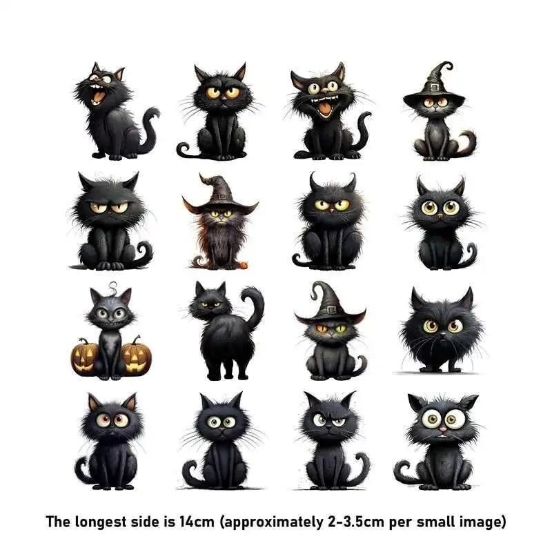 14cm black cat sloth heat transfer Hot stamping iron printing vinyl stickers T-shirt stickers DIYToy doll clothing decoration