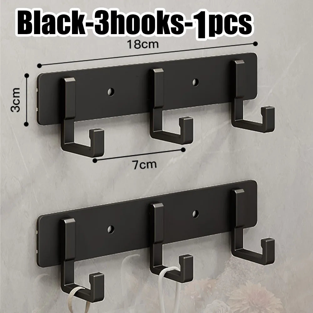 Household Wall Coat Rack Black Hooks For Hangging Clothes Towel Hanger Bathroom Robe Hook Heavy Duty Kitchen Accessories