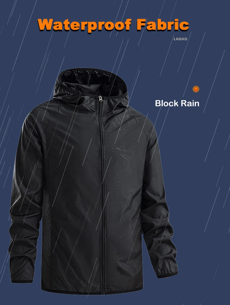 JNLN Men Women Hiking Jackets Waterproof Sun Protective Windbreaker Unisex Camping Climbing Outdoor Rain Coat Portable Clothes