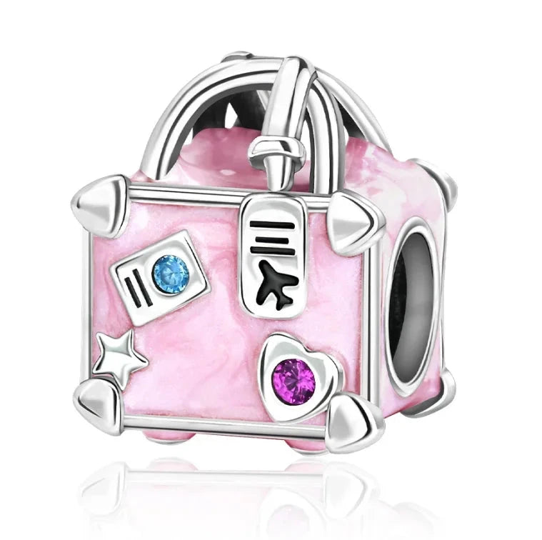 Back To School 925 Sterling Silver Charms Bag Earphone Magic Cube Watch Games Console Bead Pendant Fit Bracelet Necklace Jewelry 99 in 1
