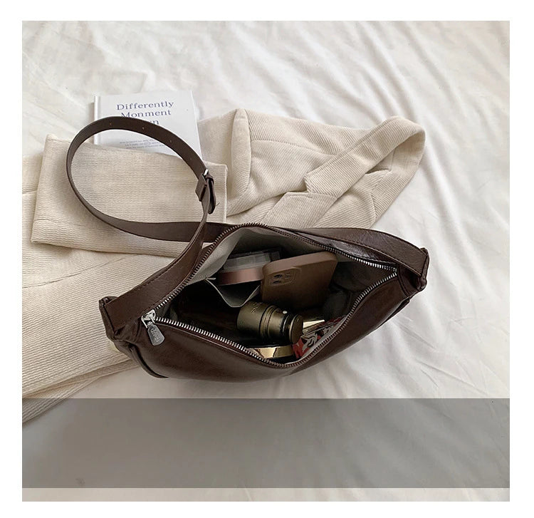 Women Small Crossbody Bag Leather PU Crescent Bag Casual Shoulder Dumpling Сумка Versatile Half Moon Bag Girl Stylish Purse 2024