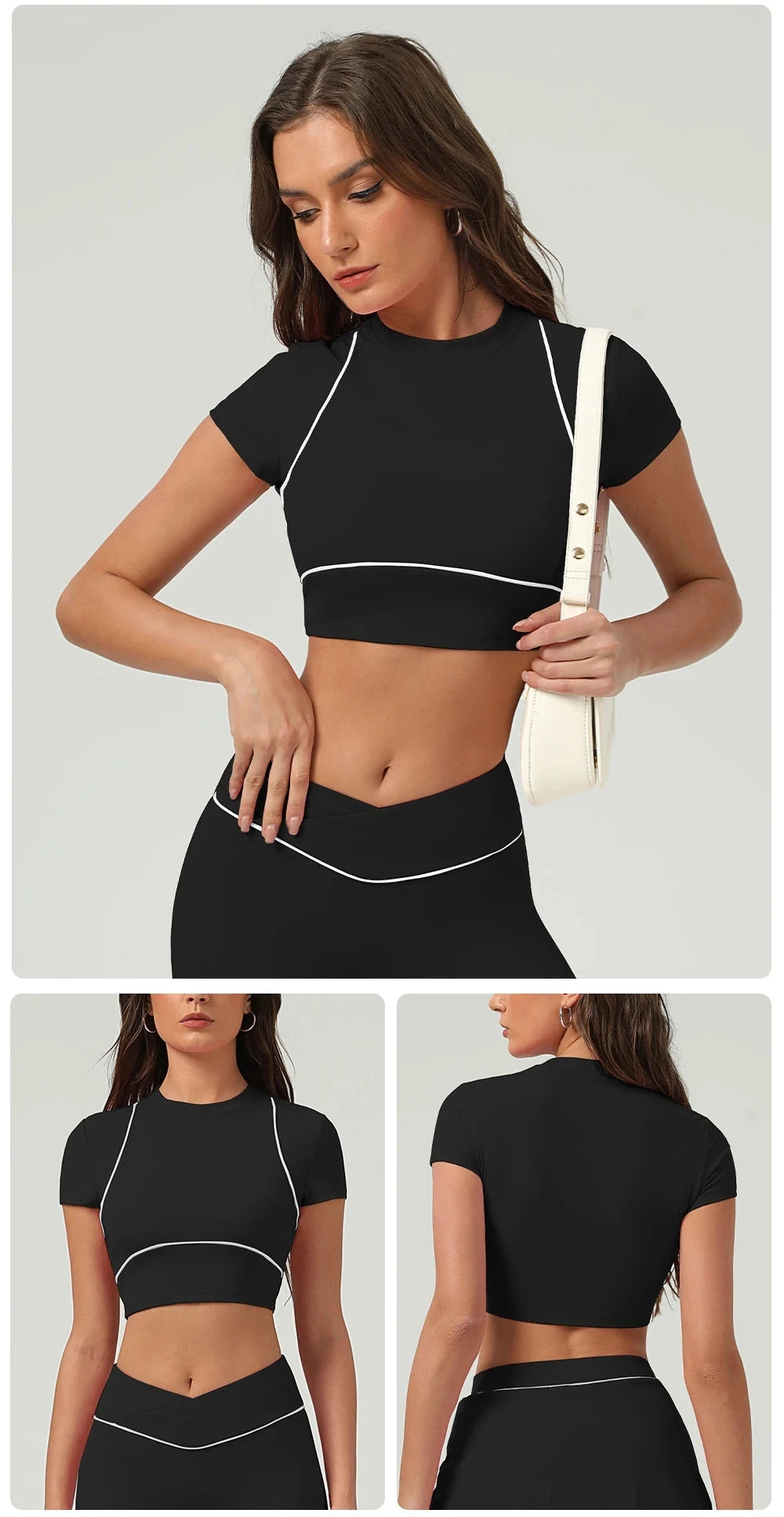 Yoga Top Sport T Shirts Women Fitness Clothes Workout Short-sleeved Crop Top Gym Running Active Wear Push Up Sport Top 99 in 1