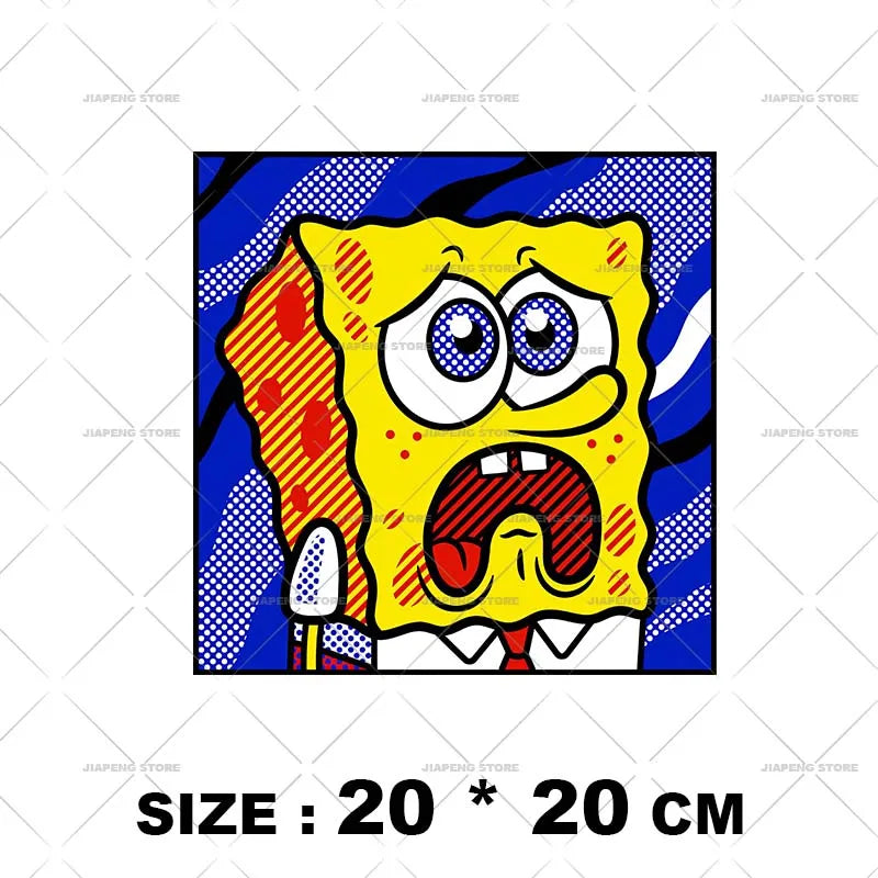 SpongeBob Cartoon Printed Iron on Transfers Patrick Star Heat Transfer Vinyl Stickers For Clothes Thermal Patches Applique Decor