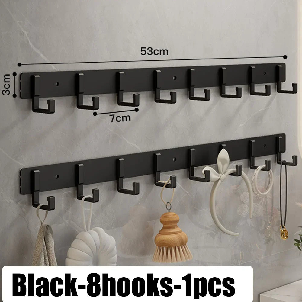 Household Wall Coat Rack Black Hooks For Hangging Clothes Towel Hanger Bathroom Robe Hook Heavy Duty Kitchen Accessories