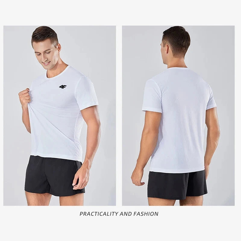 Men's Summer Exercise Trainning T-shirt High Quality Breathable Quick Dry Short Sleeved Top Marathon Gym Fitness Basketball Tees 99 in 1