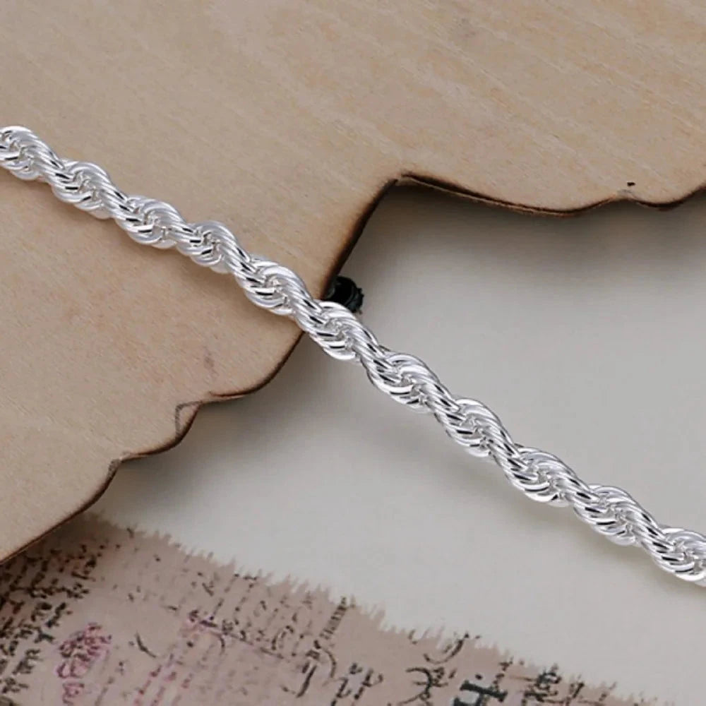 New Silver Plated Twisted Rope Bracelet Jewelry For Women And Men Fashion Chain Charm Flash Jewelry H207 99 in 1