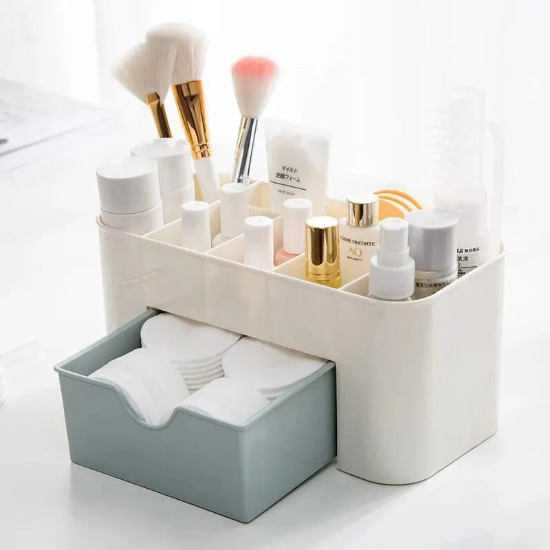 Makeup Organizer Storage Box With Drawer Cotton Swab Stick Storage Case Lipstick Organizer Brush Holder Makeup Acrylic Plastic 99 in 1
