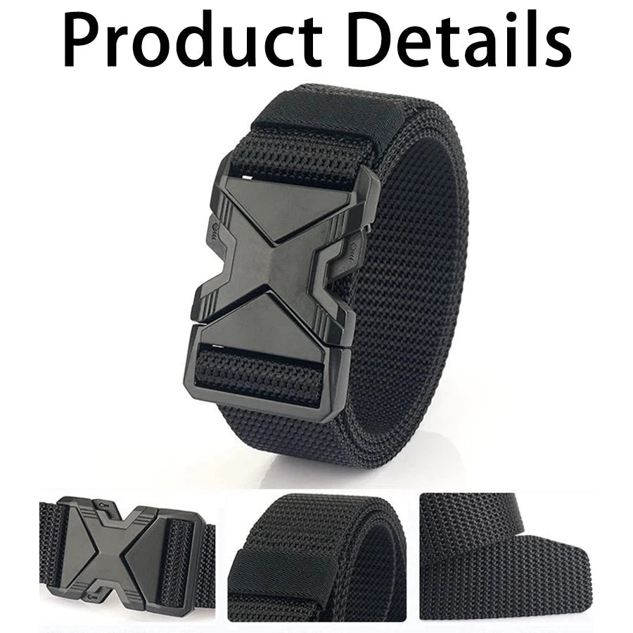 The New Men's 125cm Buckle Belt Nylon Braided Lightweight Breathable Daily Commuter Men's Belt 99 in 1