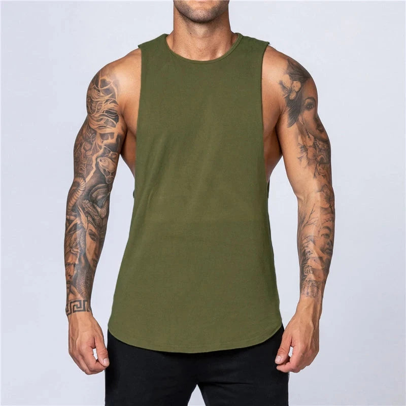 Men's Gym Clothing Summer Fitness Cotton Tank Top Men Jogging Bodybuilding Sleeveless Shirt Breathable O-Neck Casual Muscle Vest 99 in 1