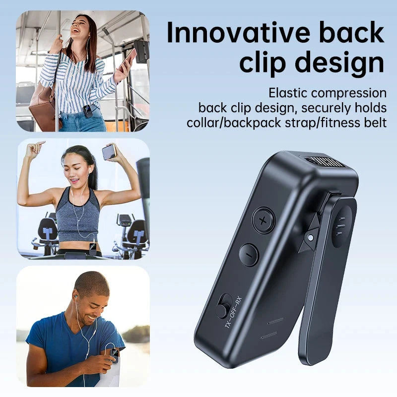 Lavalier Bluetooth 5.4 Audio Receiver Transmitter 3.5mm AUX TF Card Play Wireless Adapter with LCD Display For PC TV Speaker 99 in 1