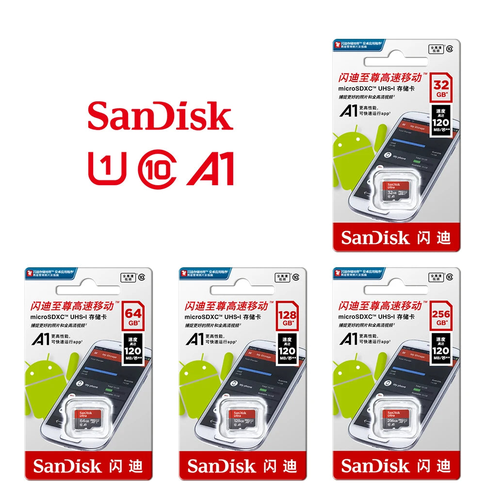 Sandisk Ultra Micro tf SD card 128GB 32GB 64GB 256GB Mini SD Card SD/TF Flash Card Memory Card 32 64 128 gb miniSD for Phone