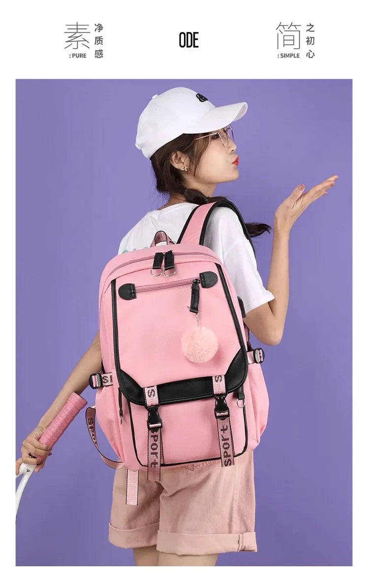 Demone Hunter Backpack for Kid Girl Back School Gift School Bag Y2K Cute Anime Print Woman Travel Casual Large Capacity Rucksack 99 in 1