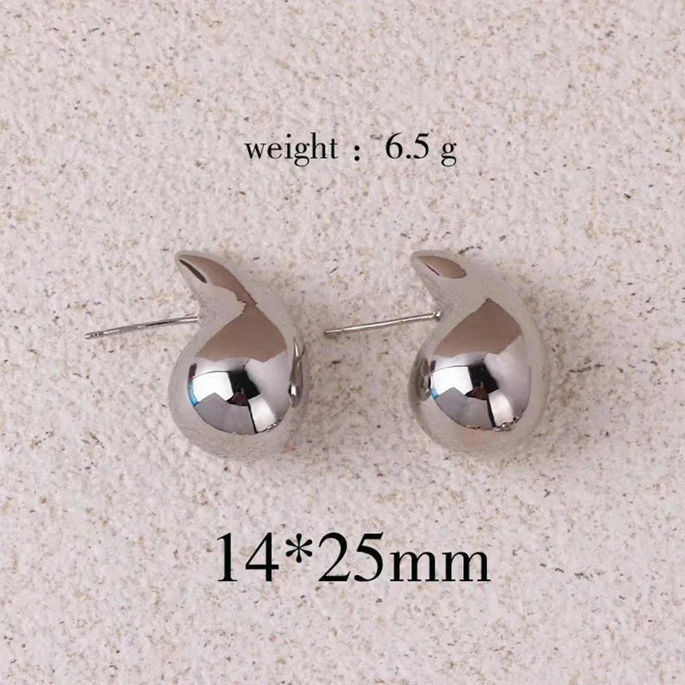 Gold Color Water Drop Earring Stud Simple Design Ins Women Post Earrings 3 Size Available Silver Color Big Surface Girls Jewelry 99 in 1