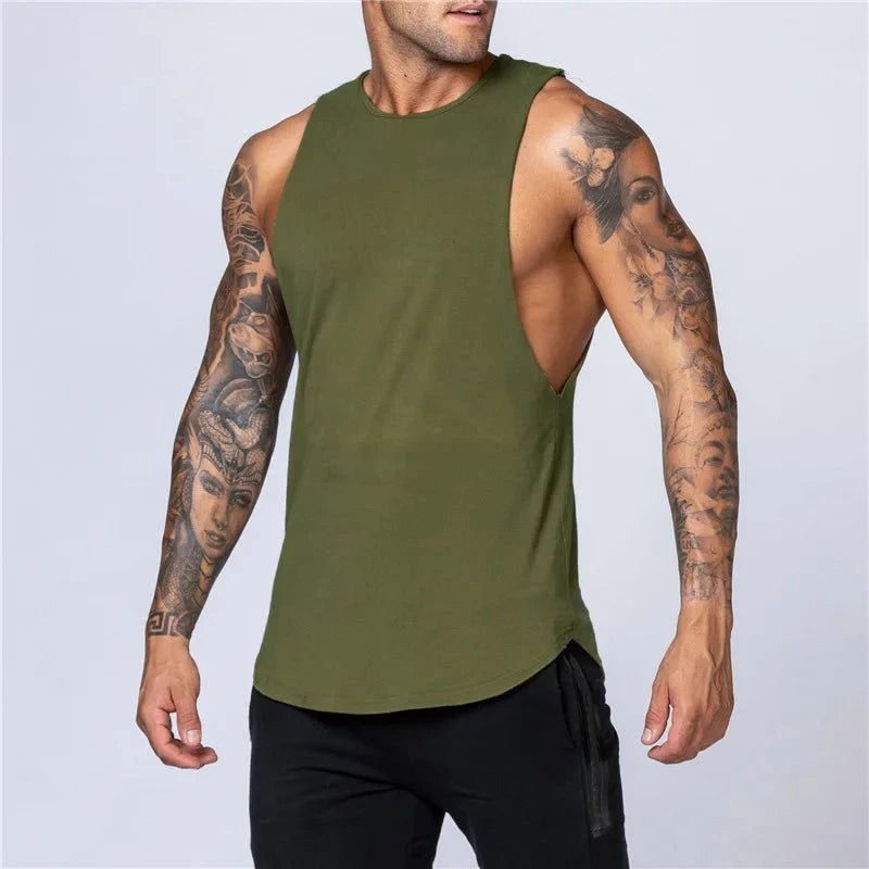 Men's Gym Clothing Summer Fitness Cotton Tank Top Men Jogging Bodybuilding Sleeveless Shirt Breathable O-Neck Casual Muscle Vest 99 in 1