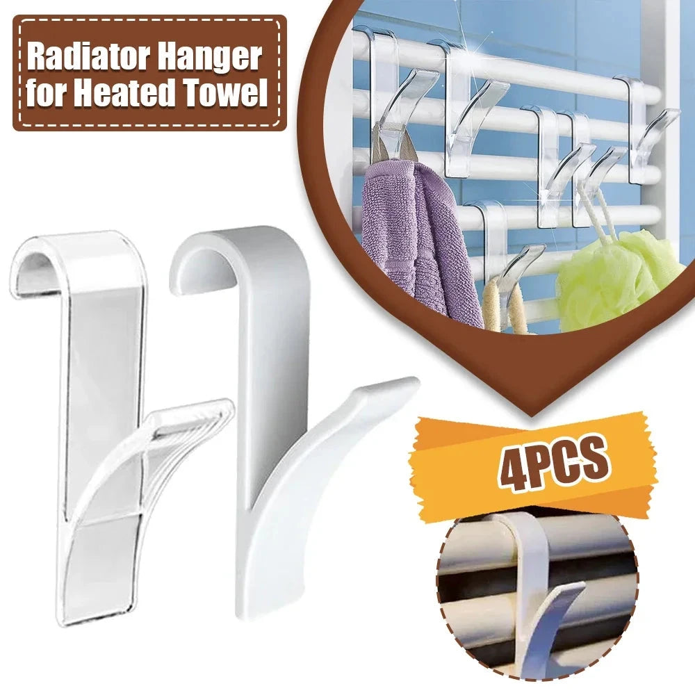 4pcs Hanger for Heated Towel Radiator Rail Bath Hook Holder Clothes Hanger Bathroom Drying Towel Scarf Rack Coat Holders 99 in 1