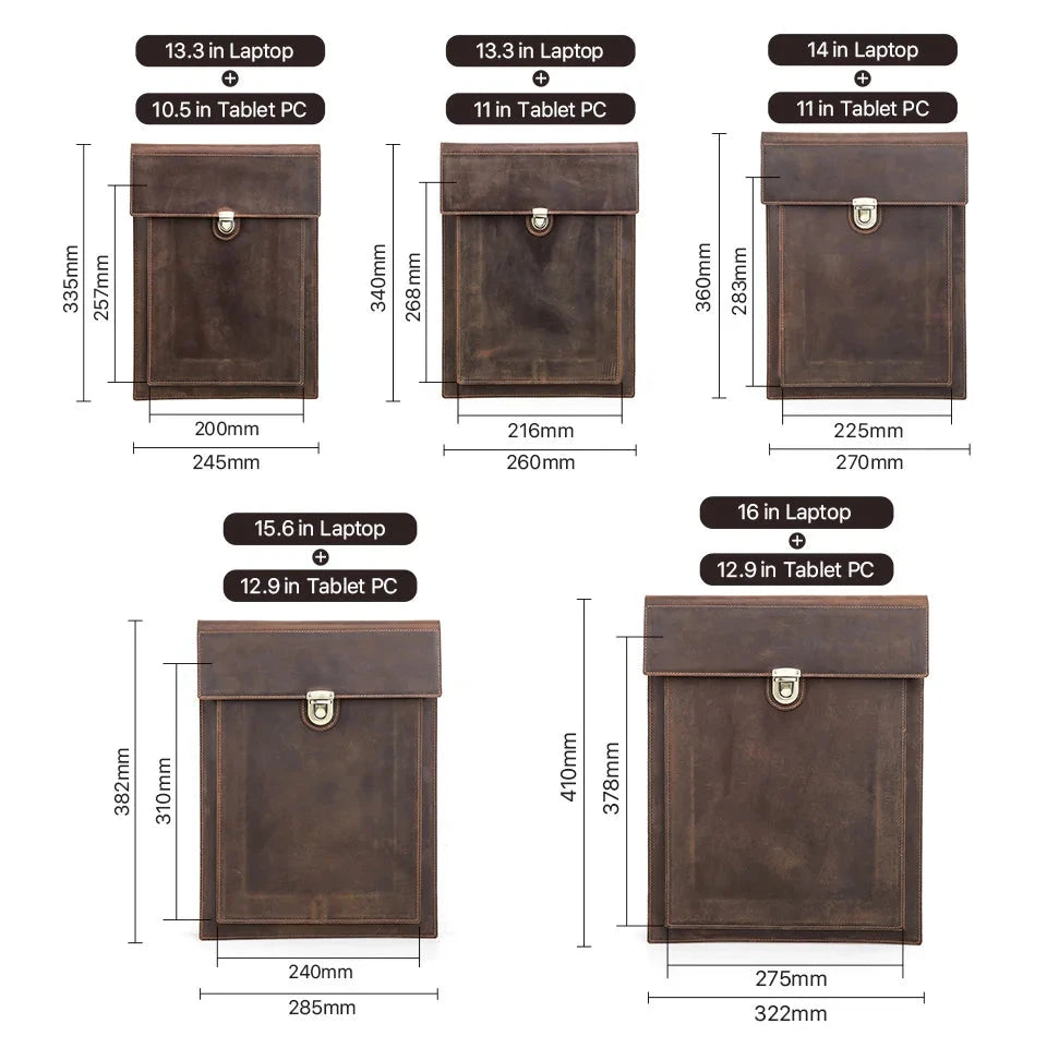 Genuine Leather Laptop Case For Macbook Pro Air 13 14 15 16 Inch Sleeve Case For iPad 10.5 11 12.9 Inch Notebook Cover Carry Bag 99 in 1