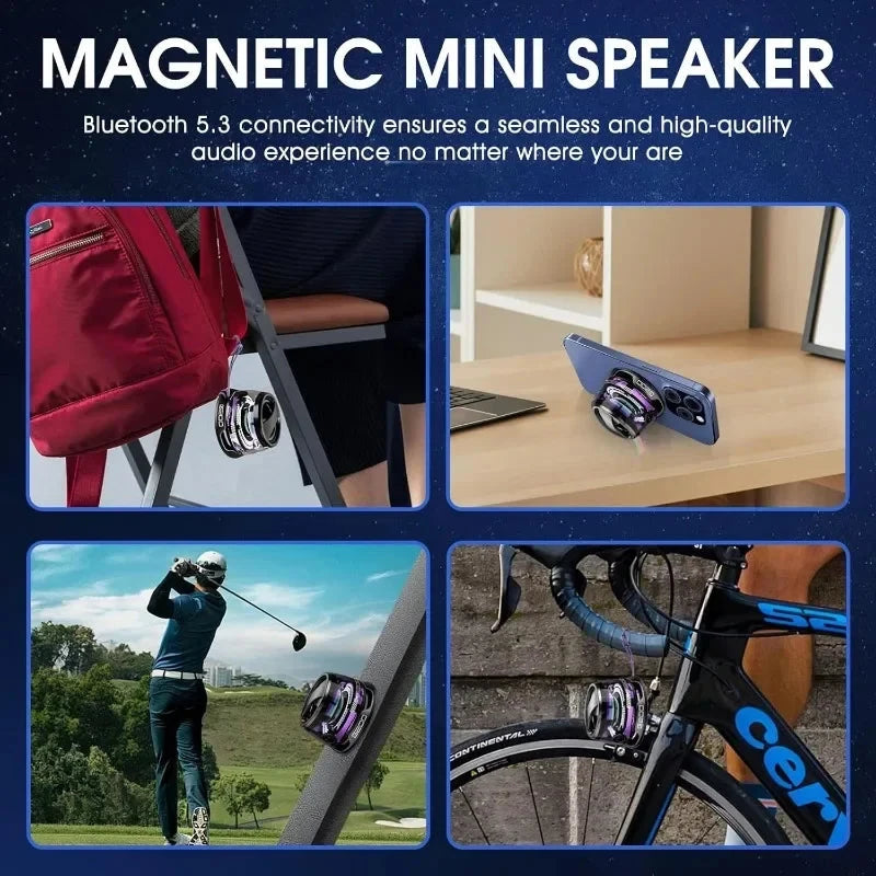 Outdoor Magnetic Bluetooth Speaker Wireless Portable Mini Travel Stereo Speaker with RGB Color Light and Phone Holder for Ios 99 in 1