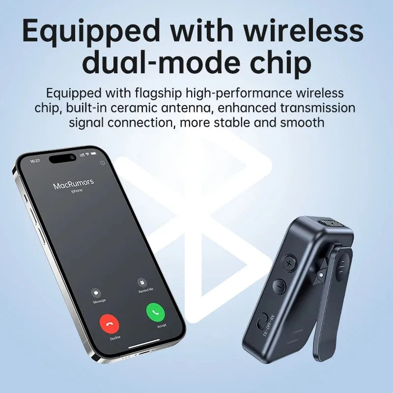 Lavalier Bluetooth 5.4 Audio Receiver Transmitter 3.5mm AUX TF Card Play Wireless Adapter with LCD Display For PC TV Speaker