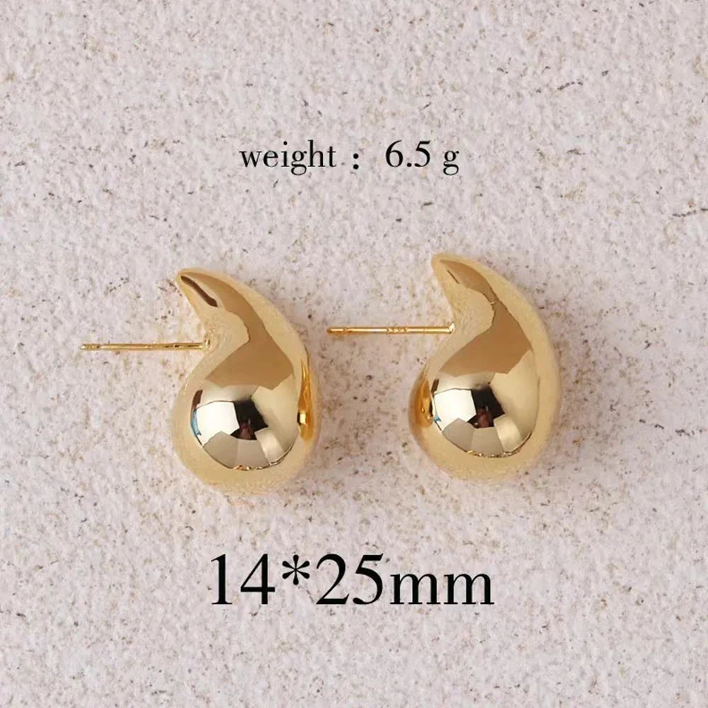 Gold Color Water Drop Earring Stud Simple Design Ins Women Post Earrings 3 Size Available Silver Color Big Surface Girls Jewelry 99 in 1