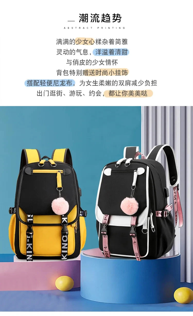 Demone Hunter Backpack for Kid Girl Back School Gift School Bag Y2K Cute Anime Print Woman Travel Casual Large Capacity Rucksack 99 in 1