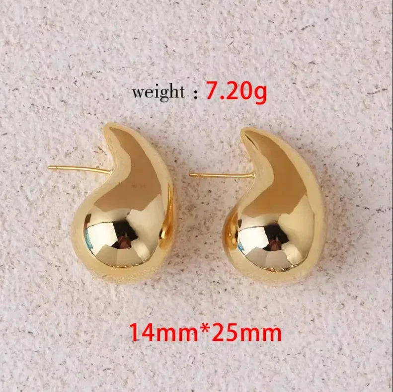 Gold Color Water Drop Earring Stud Simple Design Ins Women Post Earrings 3 Size Available Silver Color Big Surface Girls Jewelry 99 in 1