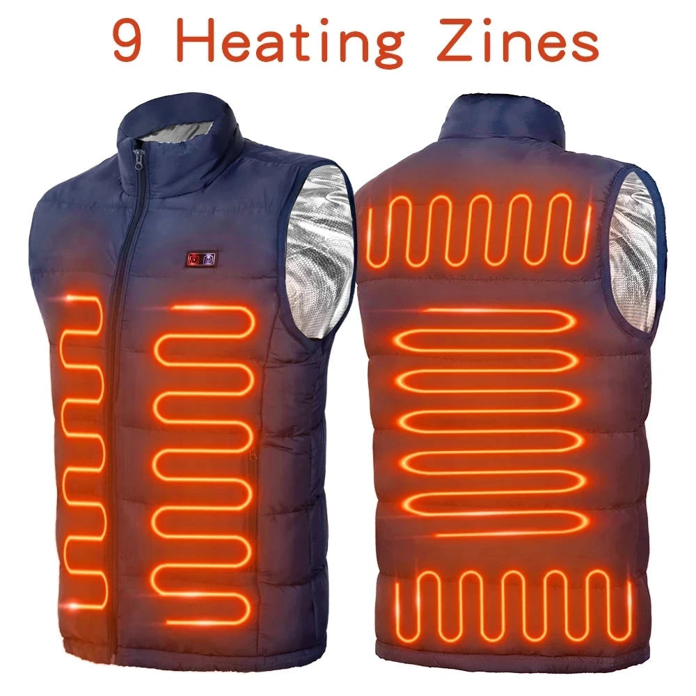 9 Heated Vest Zones Electric Heated Jackets Men Women Sportswear Heated Coat Graphene Heat Coat USB Heating Jacket For Camping 99 in 1