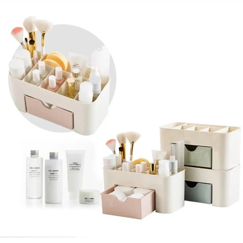 Makeup Organizer Storage Box With Drawer Cotton Swab Stick Storage Case Lipstick Organizer Brush Holder Makeup Acrylic Plastic 99 in 1