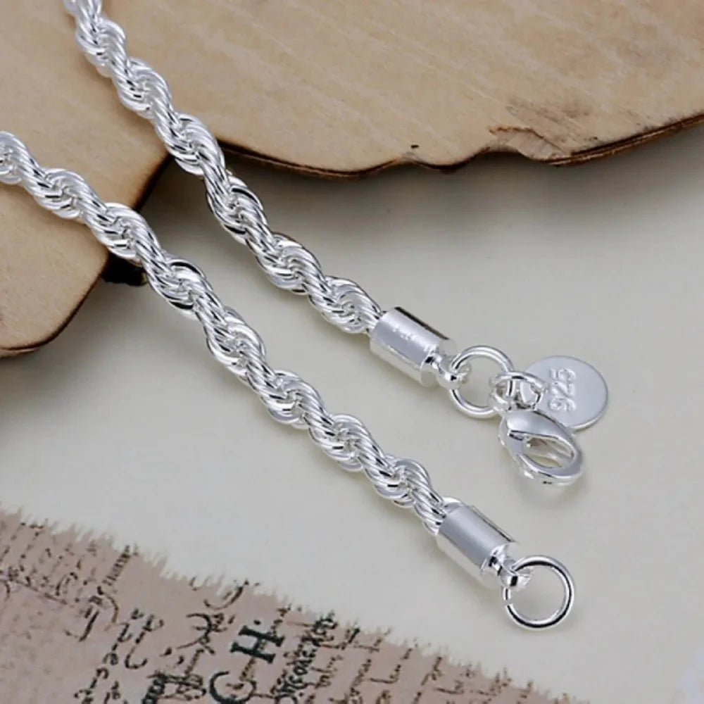 New Silver Plated Twisted Rope Bracelet Jewelry For Women And Men Fashion Chain Charm Flash Jewelry H207 99 in 1
