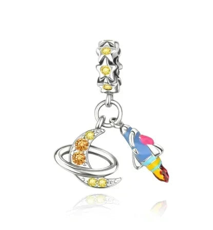 Back To School 925 Sterling Silver Charms Bag Earphone Magic Cube Watch Games Console Bead Pendant Fit Bracelet Necklace Jewelry 99 in 1