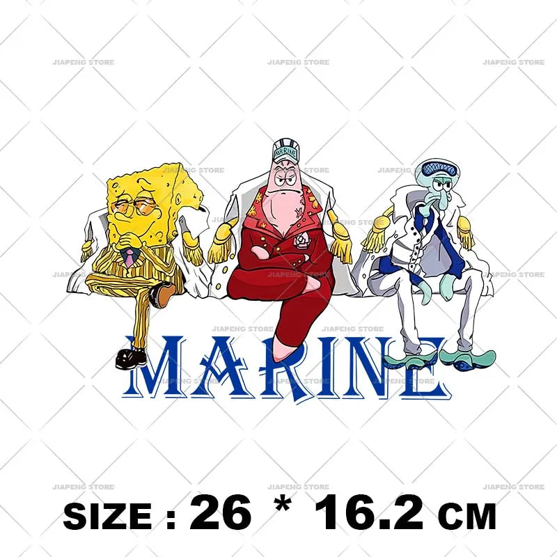 SpongeBob Cartoon Printed Iron on Transfers Patrick Star Heat Transfer Vinyl Stickers For Clothes Thermal Patches Applique Decor
